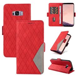 Grid Pattern Splicing Protective Wallet Case Cover for Samsung Galaxy S8 - Red