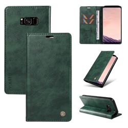 YIKATU Litchi Card Magnetic Automatic Suction Leather Flip Cover for Samsung Galaxy S8 - Green