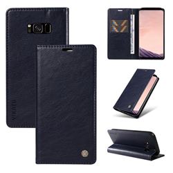 YIKATU Litchi Card Magnetic Automatic Suction Leather Flip Cover for Samsung Galaxy S8 - Navy Blue