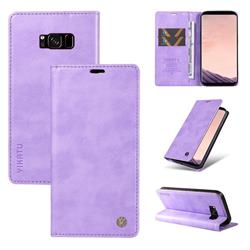 YIKATU Litchi Card Magnetic Automatic Suction Leather Flip Cover for Samsung Galaxy S8 - Purple