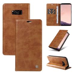 YIKATU Litchi Card Magnetic Automatic Suction Leather Flip Cover for Samsung Galaxy S8 - Brown