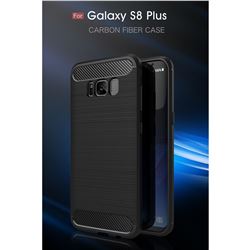 Luxury Carbon Fiber Brushed Wire Drawing Silicone TPU Back Cover for Samsung Galaxy S8 Plus S8+ (Black)