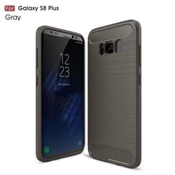 Luxury Carbon Fiber Brushed Wire Drawing Silicone TPU Back Cover for Samsung Galaxy S8 Plus S8+ (Gray)