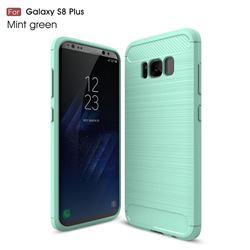 Luxury Carbon Fiber Brushed Wire Drawing Silicone TPU Back Cover for Samsung Galaxy S8 Plus S8+ (Mint Green)