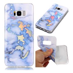Color Plating Marble Pattern Soft TPU Case for Samsung Galaxy S8 Plus S8+ - Blue