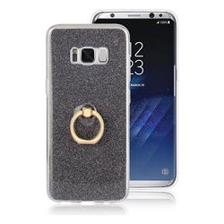 Luxury Soft TPU Glitter Back Ring Cover with 360 Rotate Finger Holder Buckle for Samsung Galaxy S8 Plus S8+ - Black