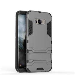 Armor Premium Tactical Grip Kickstand Shockproof Dual Layer Rugged Hard Cover for Samsung Galaxy S8 Plus S8+ - Gray
