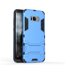Armor Premium Tactical Grip Kickstand Shockproof Dual Layer Rugged Hard Cover for Samsung Galaxy S8 Plus S8+ - Light Blue