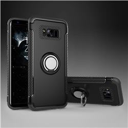 Armor Anti Drop Carbon PC + Silicon Invisible Ring Holder Phone Case for Samsung Galaxy S8 Plus S8+ - Black