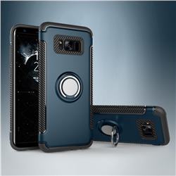 Armor Anti Drop Carbon PC + Silicon Invisible Ring Holder Phone Case for Samsung Galaxy S8 Plus S8+ - Navy