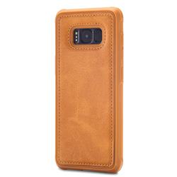 Luxury Shatter-resistant Leather Coated Phone Back Cover for Samsung Galaxy S8 Plus S8+ - Brown