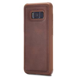 Luxury Shatter-resistant Leather Coated Phone Back Cover for Samsung Galaxy S8 Plus S8+ - Coffee