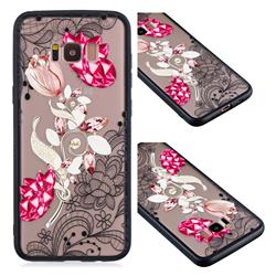 Tulip Lace Diamond Flower Soft TPU Back Cover for Samsung Galaxy S8 Plus S8+