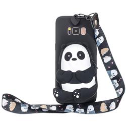 Cute Panda Neck Lanyard Zipper Wallet Silicone Case for Samsung Galaxy S8 Plus S8+
