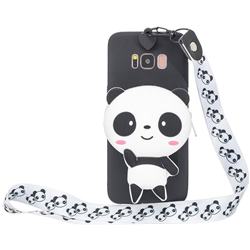 White Panda Neck Lanyard Zipper Wallet Silicone Case for Samsung Galaxy S8 Plus S8+