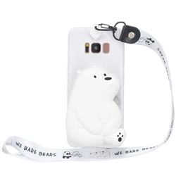 White Polar Bear Neck Lanyard Zipper Wallet Silicone Case for Samsung Galaxy S8 Plus S8+