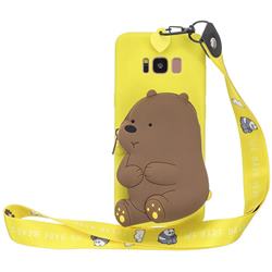 Yellow Bear Neck Lanyard Zipper Wallet Silicone Case for Samsung Galaxy S8 Plus S8+