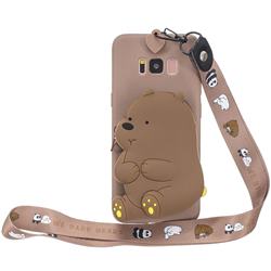 Brown Bear Neck Lanyard Zipper Wallet Silicone Case for Samsung Galaxy S8 Plus S8+