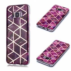 Purple Rhombus Galvanized Rose Gold Marble Phone Back Cover for Samsung Galaxy S8 Plus S8+