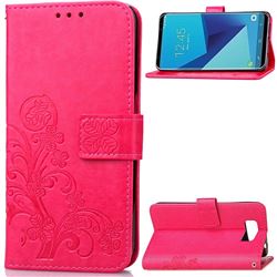 Embossing Imprint Four-Leaf Clover Leather Wallet Case for Samsung Galaxy S8+ S8 Plus - Rose