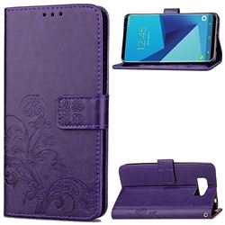 Embossing Imprint Four-Leaf Clover Leather Wallet Case for Samsung Galaxy S8+ S8 Plus - Purple