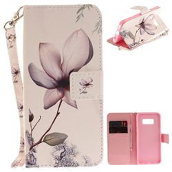 Magnolia Flower Hand Strap Leather Wallet Case for Samsung Galaxy S8 Plus S8+