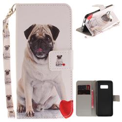 Pug Dog Hand Strap Leather Wallet Case for Samsung Galaxy S8 Plus S8+