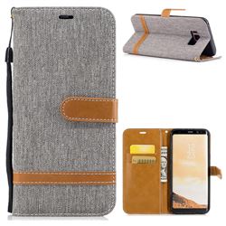 Jeans Cowboy Denim Leather Wallet Case for Samsung Galaxy S8 Plus S8+ - Gray
