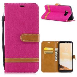 Jeans Cowboy Denim Leather Wallet Case for Samsung Galaxy S8 Plus S8+ - Rose