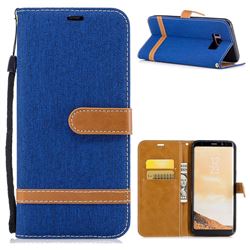 Jeans Cowboy Denim Leather Wallet Case for Samsung Galaxy S8 Plus S8+ - Sapphire
