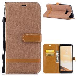 Jeans Cowboy Denim Leather Wallet Case for Samsung Galaxy S8 Plus S8+ - Brown