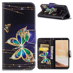Golden Shining Butterfly Leather Wallet Case for Samsung Galaxy S8 Plus S8+
