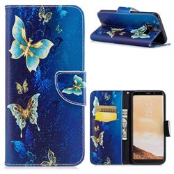 Golden Butterflies Leather Wallet Case for Samsung Galaxy S8 Plus S8+