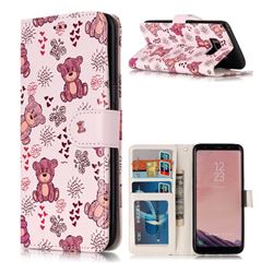Cute Bear 3D Relief Oil PU Leather Wallet Case for Samsung Galaxy S8 Plus S8+