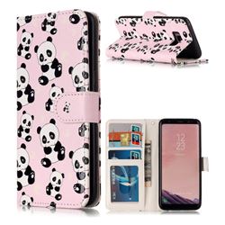 Cute Panda 3D Relief Oil PU Leather Wallet Case for Samsung Galaxy S8 Plus S8+