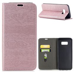 Tree Bark Pattern Automatic suction Leather Wallet Case for Samsung Galaxy S8 Plus S8+ - Rose Gold