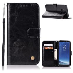 Luxury Retro Leather Wallet Case for Samsung Galaxy S8 Plus S8+ - Black