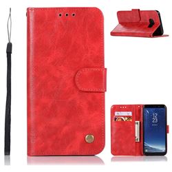 Luxury Retro Leather Wallet Case for Samsung Galaxy S8 Plus S8+ - Red