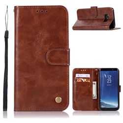 Luxury Retro Leather Wallet Case for Samsung Galaxy S8 Plus S8+ - Brown