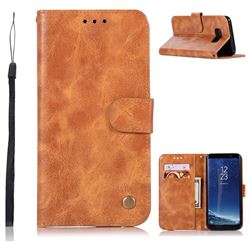 Luxury Retro Leather Wallet Case for Samsung Galaxy S8 Plus S8+ - Golden