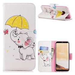 Umbrella Elephant Leather Wallet Case for Samsung Galaxy S8 Plus S8+