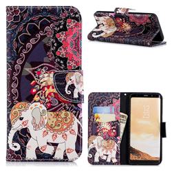 Totem Flower Elephant Leather Wallet Case for Samsung Galaxy S8 Plus S8+