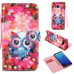 Flower Owl 3D Painted Leather Wallet Case for Samsung Galaxy S8 Plus S8+