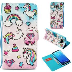 Diamond Pony 3D Painted Leather Wallet Case for Samsung Galaxy S8 Plus S8+