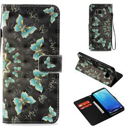 Golden Butterflies 3D Painted Leather Wallet Case for Samsung Galaxy S8 Plus S8+