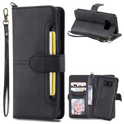 Retro Multi-functional Detachable Leather Wallet Phone Case for Samsung Galaxy S8 Plus S8+ - Black