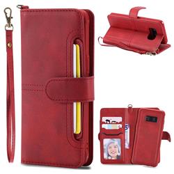 Retro Multi-functional Detachable Leather Wallet Phone Case for Samsung Galaxy S8 Plus S8+ - Red