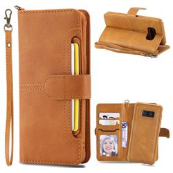 Retro Multi-functional Detachable Leather Wallet Phone Case for Samsung Galaxy S8 Plus S8+ - Brown
