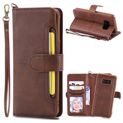 Retro Multi-functional Detachable Leather Wallet Phone Case for Samsung Galaxy S8 Plus S8+ - Coffee
