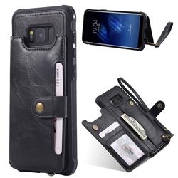 Retro Aristocratic Demeanor Anti-fall Leather Phone Back Cover for Samsung Galaxy S8 Plus S8+ - Black